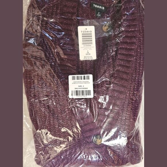 TORRID Winter Bloom Color Boyfriend Cardigan Pointelle Sleeve Sweater SIZE 2X - Picture 14 of 16